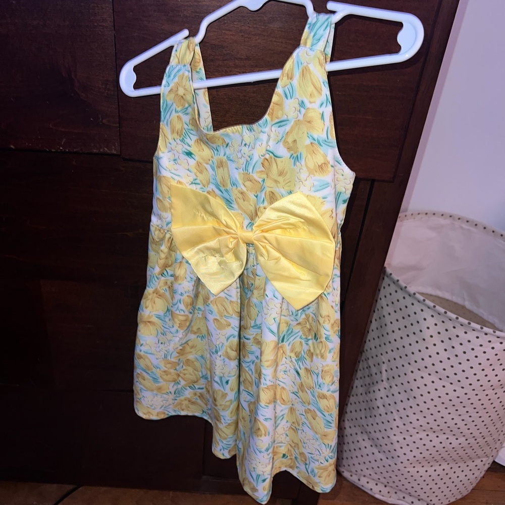Floral Yellow Dress with Bow